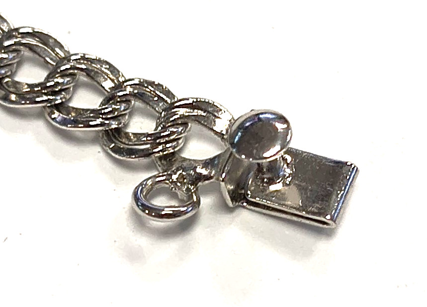 Vintage Signed ELCO 925 Sterling Silver Double Ring Chain 7″ Charm Bracelet