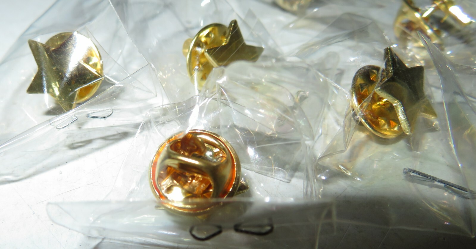 10 Pc Lot Gold Star Color Lapel Pin 1/2″ Wide Butterfly Clutch Pin Back Award