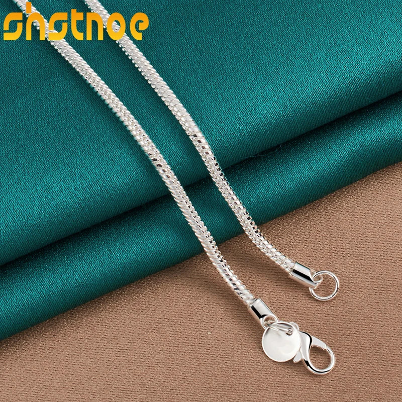SHSTONE 925 Sterling Silver 3mm 16-30 Inch Snake Chain Necklace For Women Man