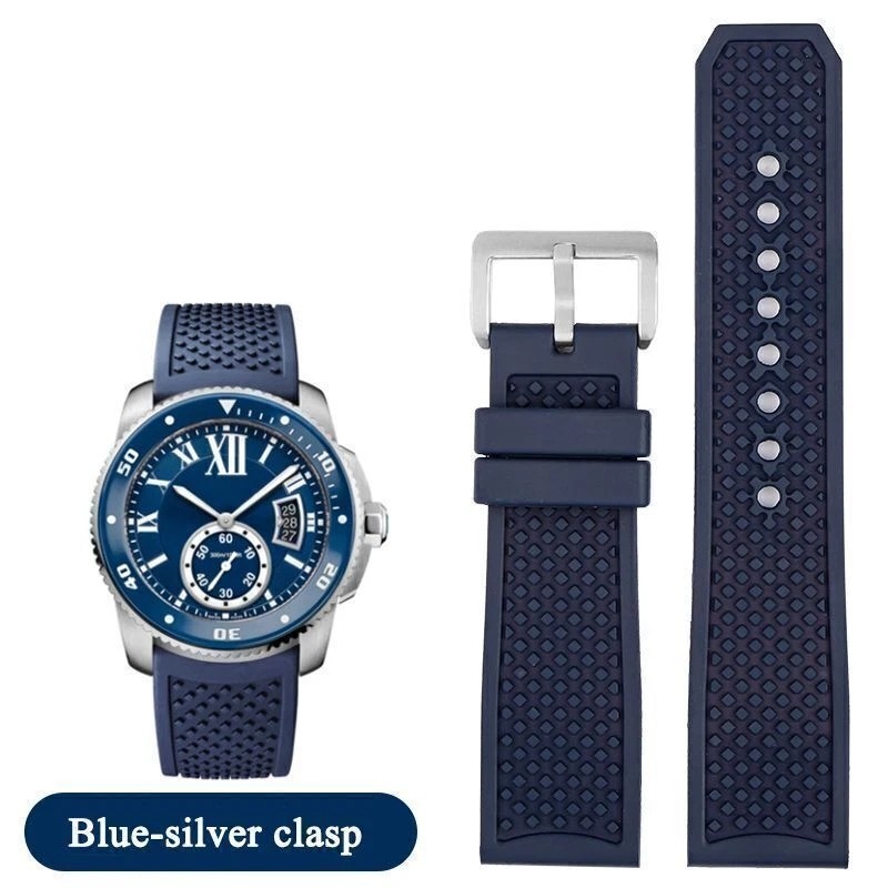 23mm 24mm Silicone Rubber Watch Band Strap Fits For C.artier Calibre WSCA0006