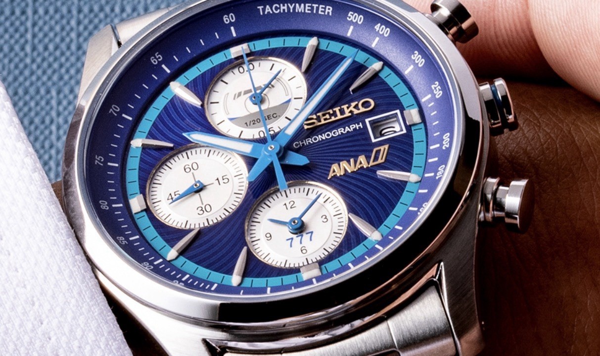 Seiko for ANA 777 Limited Edition Watch Chronograph 777pcs Blue Boeing Design JP