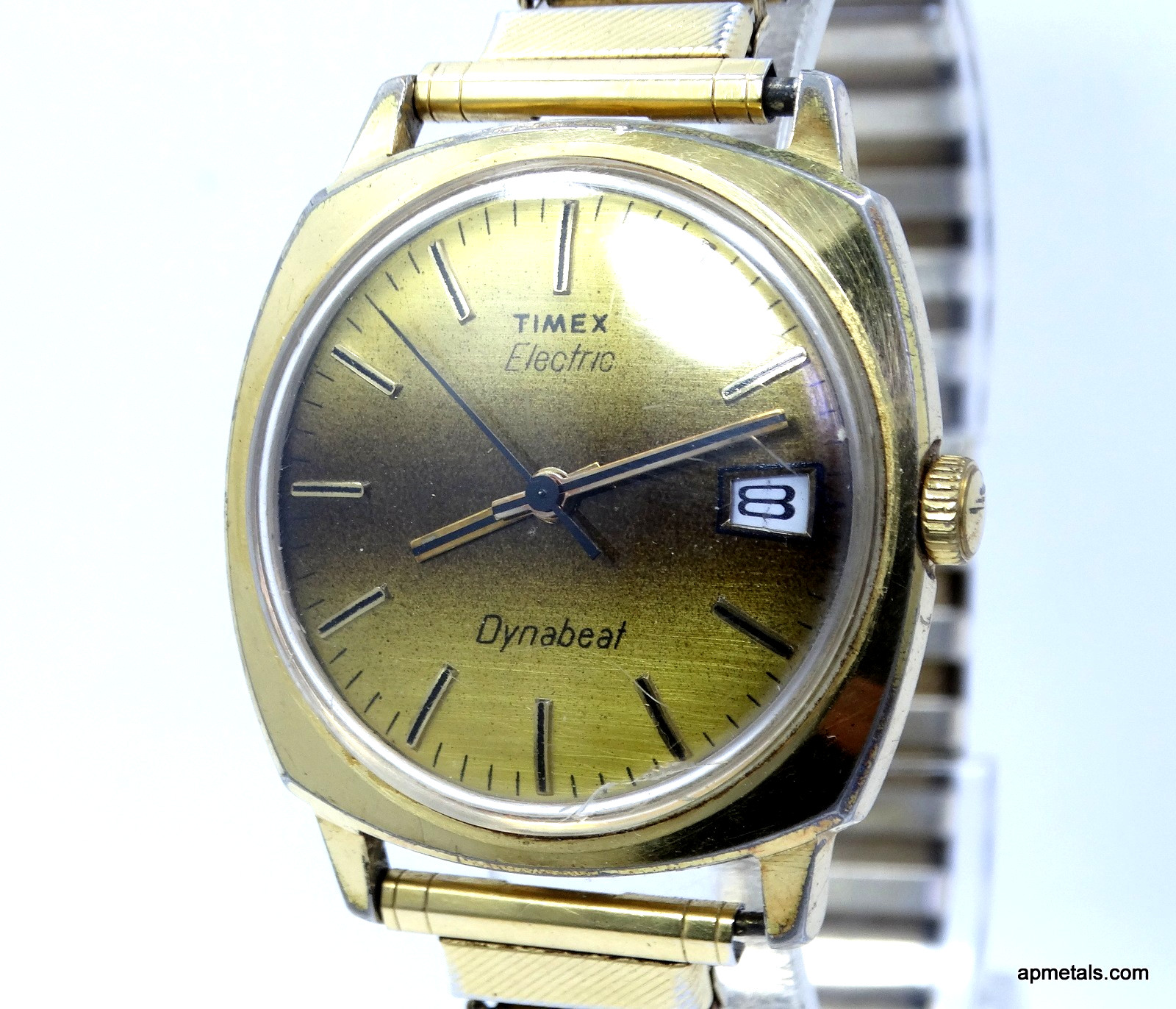 Vintage 1970’s TIMEX ELECTRIC DYNABEAT Gold Toned 1500A Quartz Watch