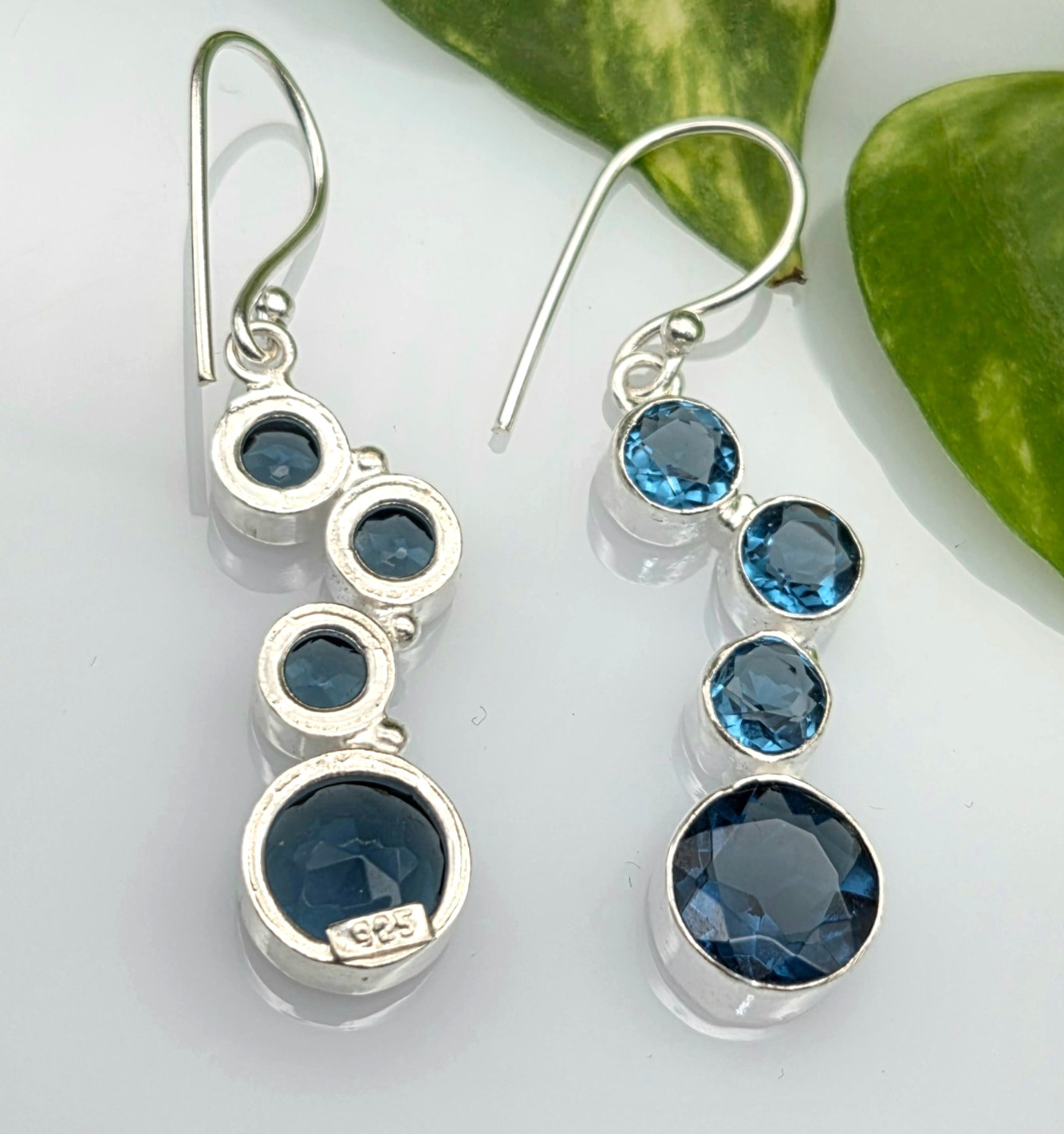 Natural London Blue Topaz Gemstone Earrings 925 Sterling Silver Jewelry Gift BT