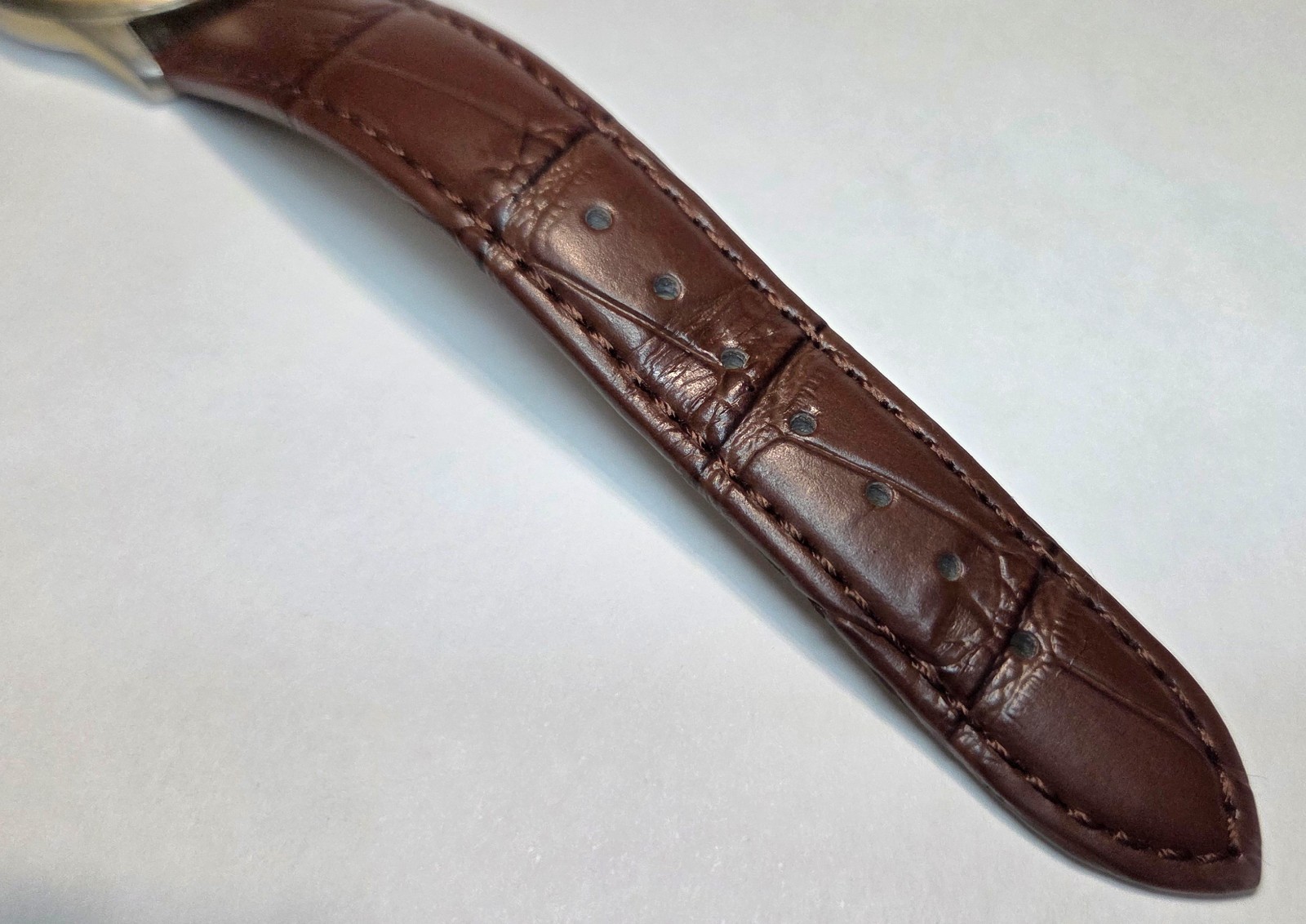 Vintage mid-century retro ROSS Swiss made 17J gents watch gold tone brown strap