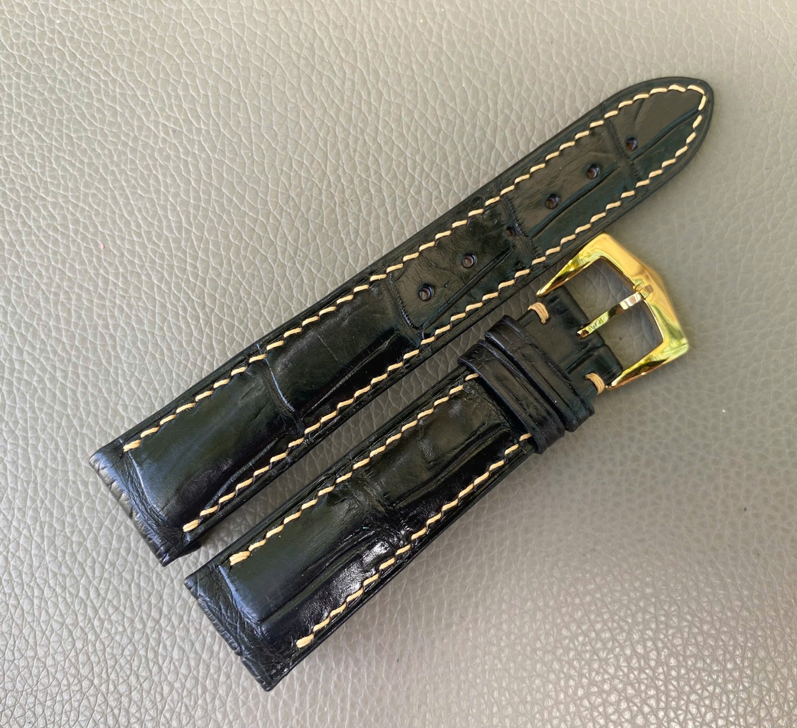 Custom Open Ended Black Genuine leather Strap size 12 13 14 15 16 17 18 19…26