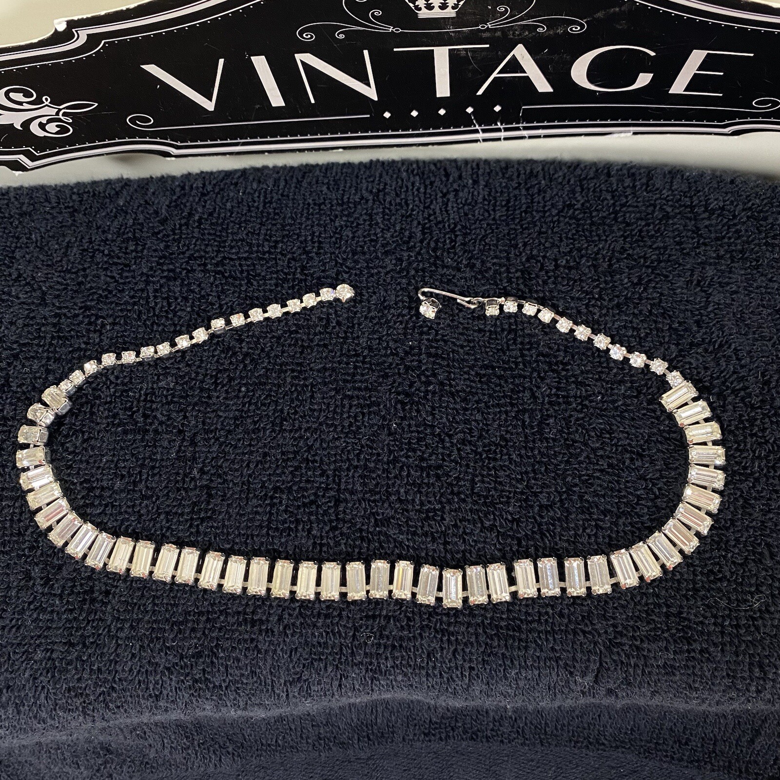 Vintage 1930’s Rhinestone 15” Choker/Necklace Hook Clip Beauty (PROM NIGHT)