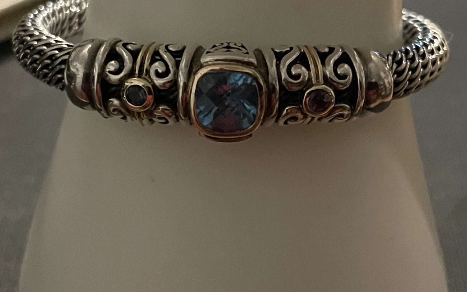 Gabriel Bruni Blue Topaz Bangle Bracelet 925/14k