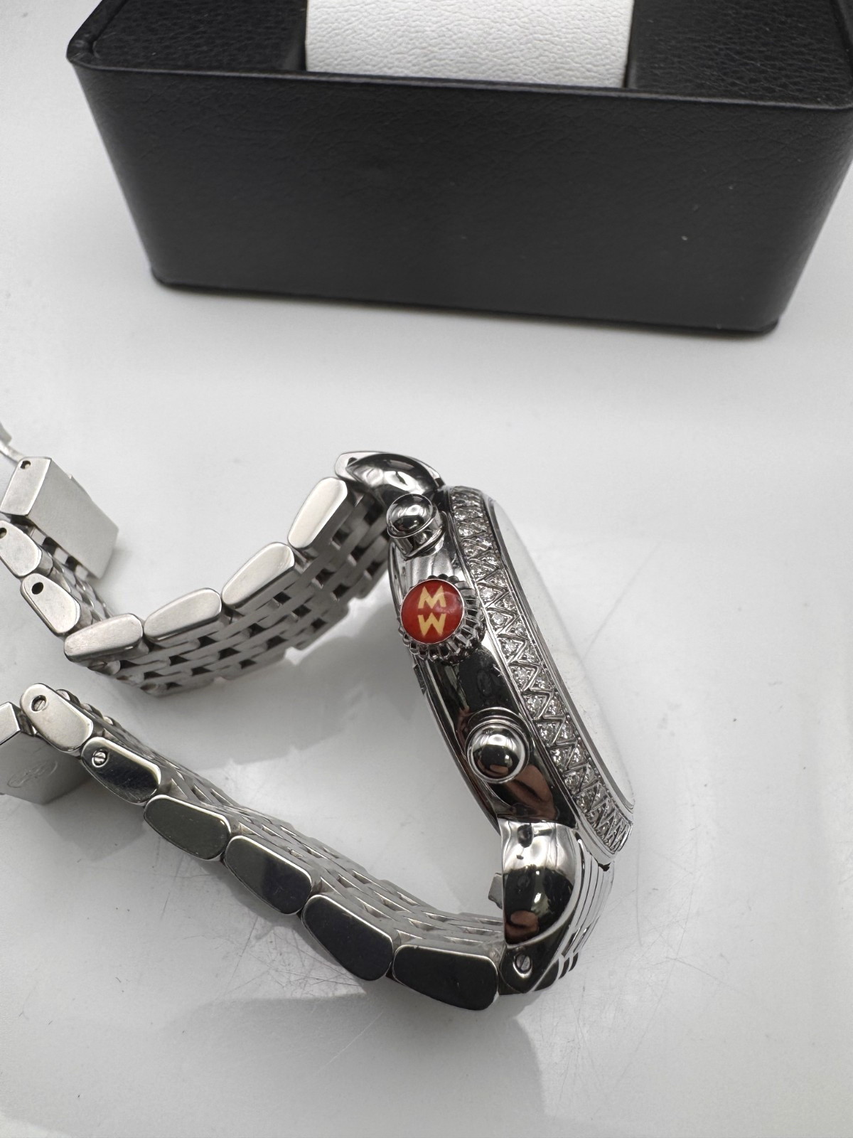 Women SWISS CHRONOGRAPH Watch MICHELE “CSX” 71-3600. Diamonds Bezel. MOP Dial