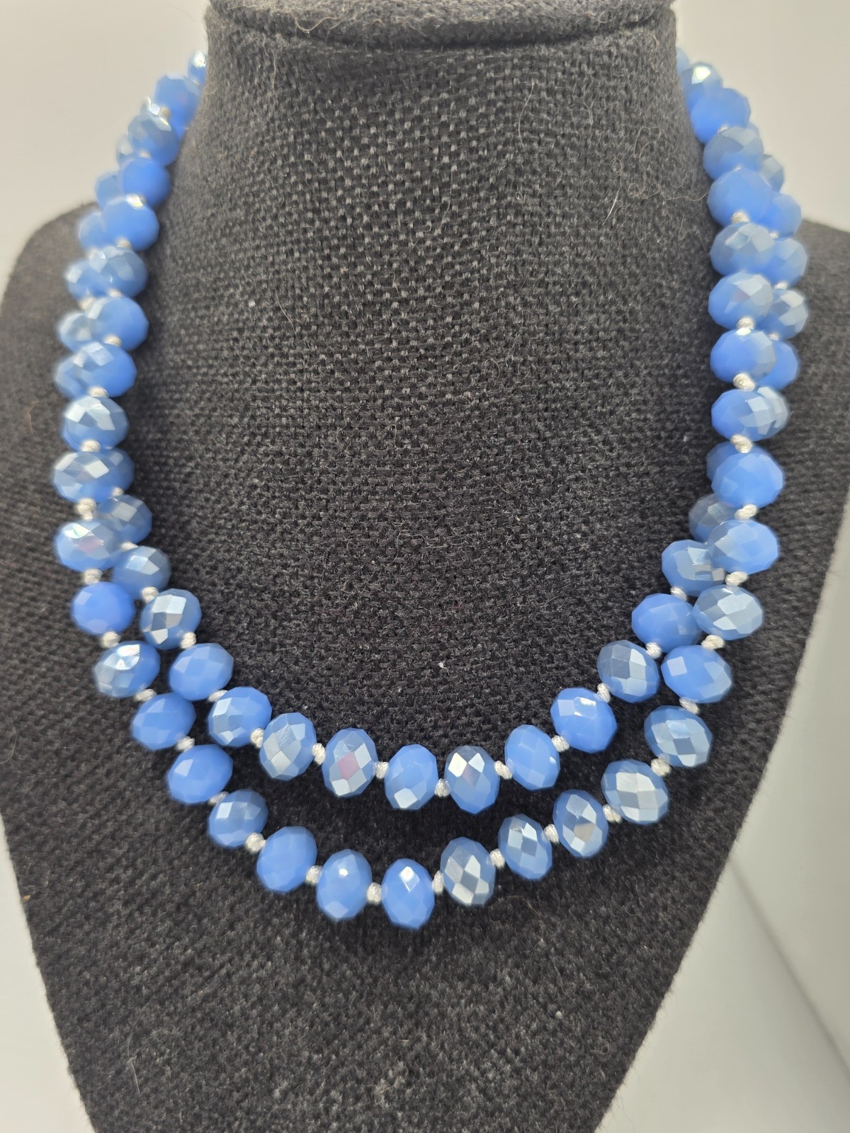 Fashion Jewelry Scroll Dillards Brand Necklace Blue with Silver Hardware