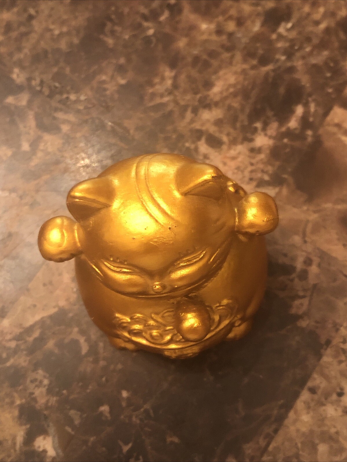 2.8in Resin Lucky Kitty Copper Color Figurine