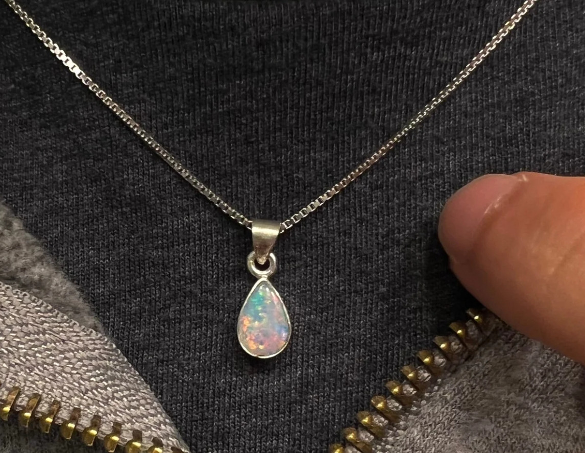 AA Ethiopian Fire Opal Crystal Dainty Bezel Pendant Necklace for Women Best Gift