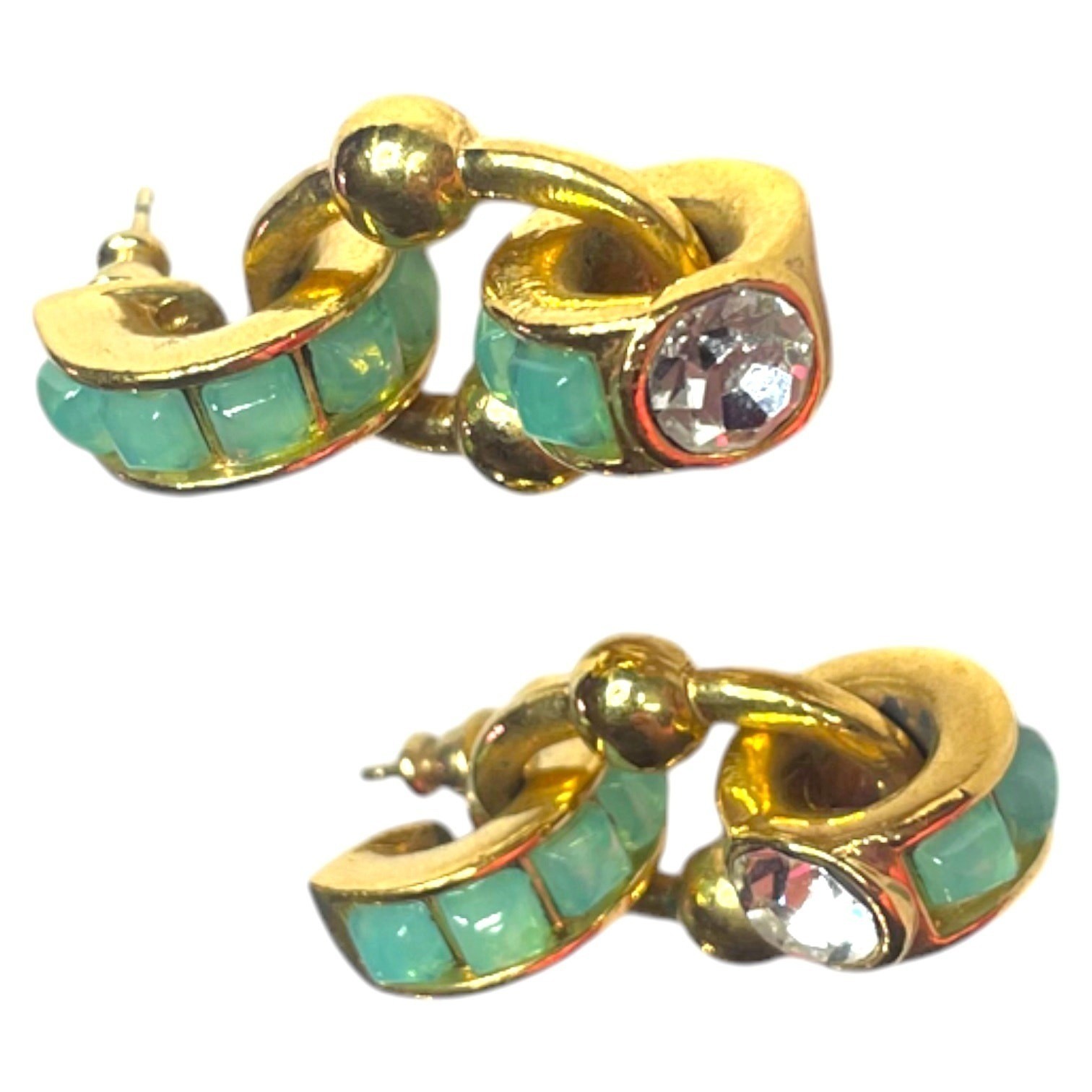 Gas Bijoux Bo Rivage Turquoise Crystal Hoop Earrings 24k Gold Plated