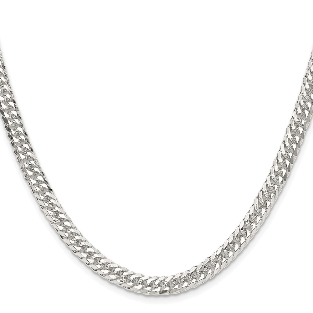 Sterling Silver Rhodium-plated 5.7mm Double Diamond-cut Curb Chain Necklace