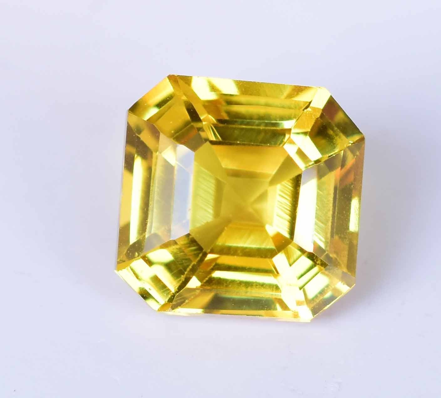 Natural Ceylon Yellow Sapphire 3.40 Ct Flawless Asscher Certified Loose Gemstone