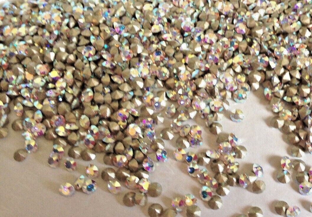 144 Swarovski 1088 24pp Crystal AB Aurore Boreale Chaton Rhinestones