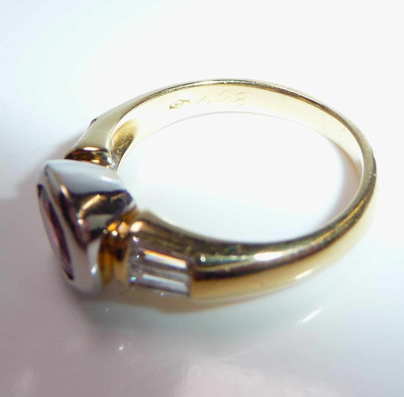 Ring 750 yellow gold 1.28ct pink tourmaline 0.60ct diamonds size 55/17.5 mm rubellite