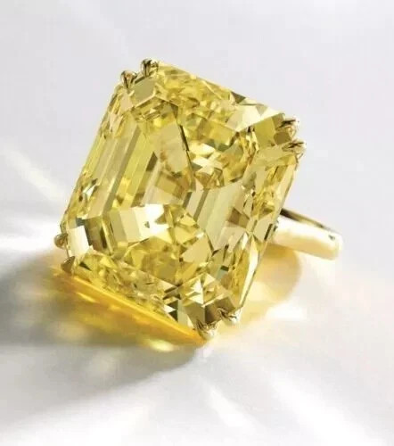 4.00Ct Emerald Cut Lab Created Canary Yellow Diamond Ring 14k Yellow Gold Finish