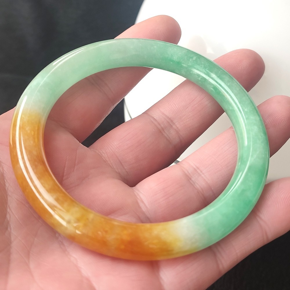Certified Grade A Red Green 60-61mm Natural Burma Jade jadeite Bangle Bracelet
