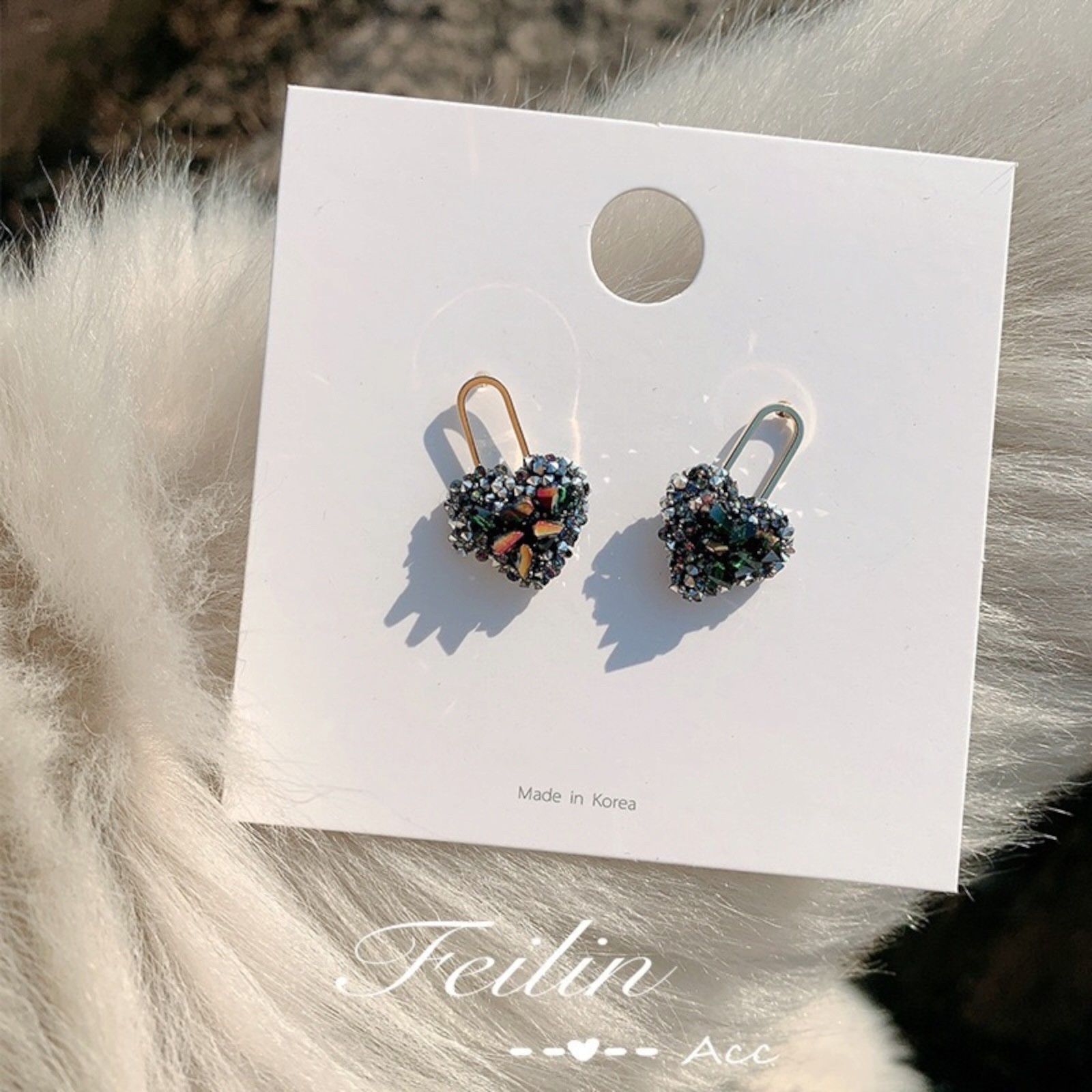 Sliver Plated Love Heart Lock Zircon Earrings Women Sud Jewelry Lab-Created C53