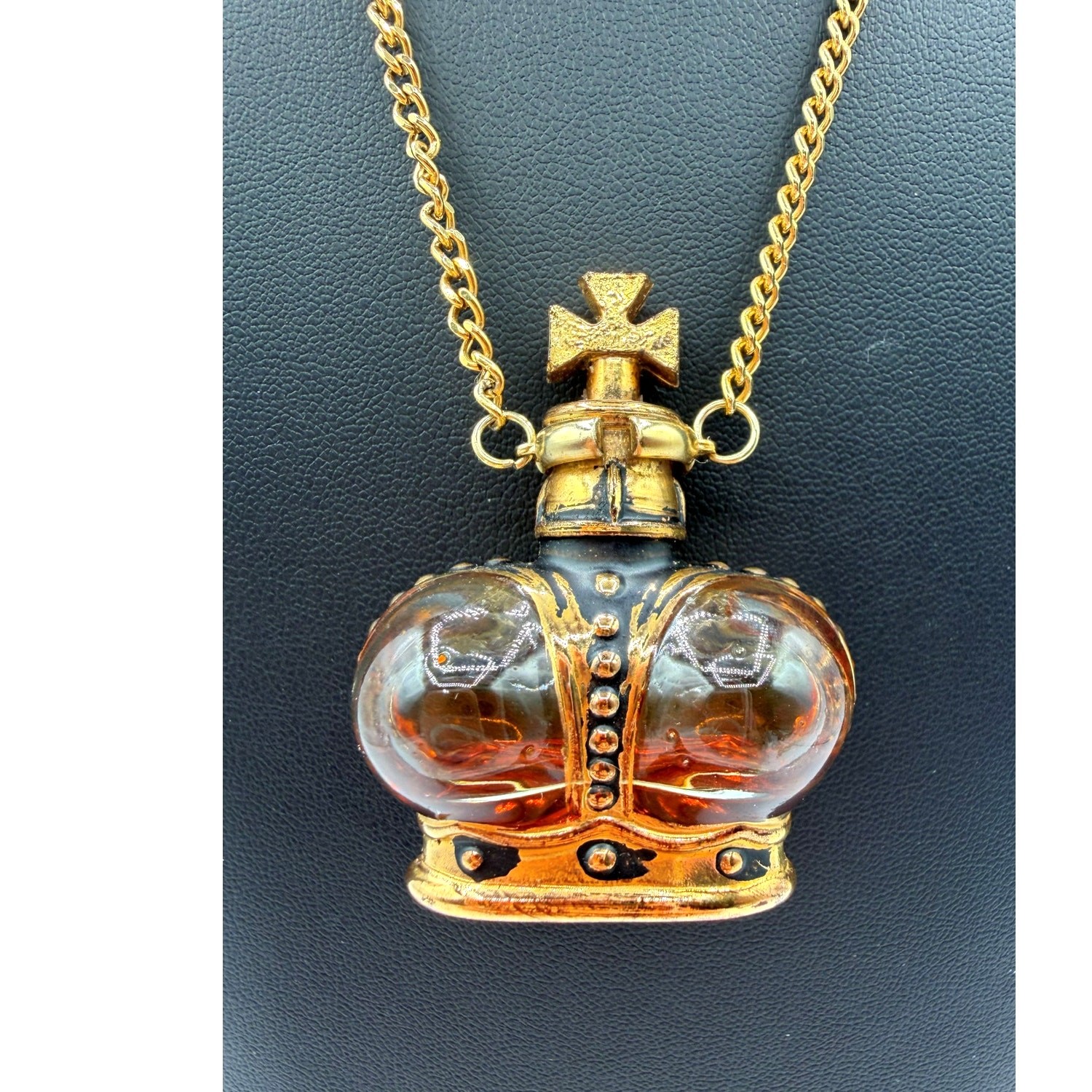 Vintage Prince Matchabelli-Wind Song Mini Crown Perfume Bottle Pendant/Necklace