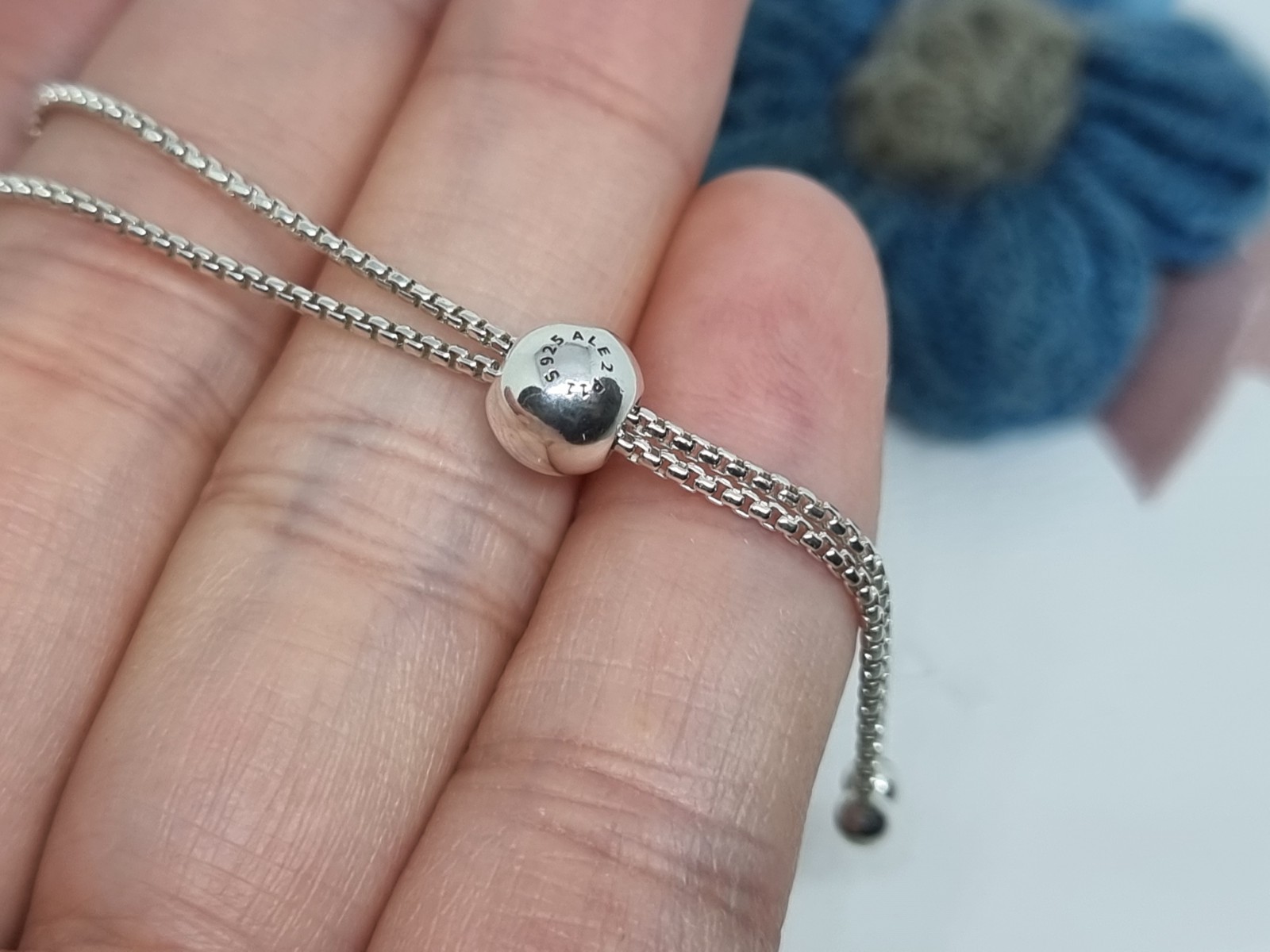 NEW Genuine Pandora Silver Round Sparkle Slider Bracelet Size 2 25cm 💕 BOXED