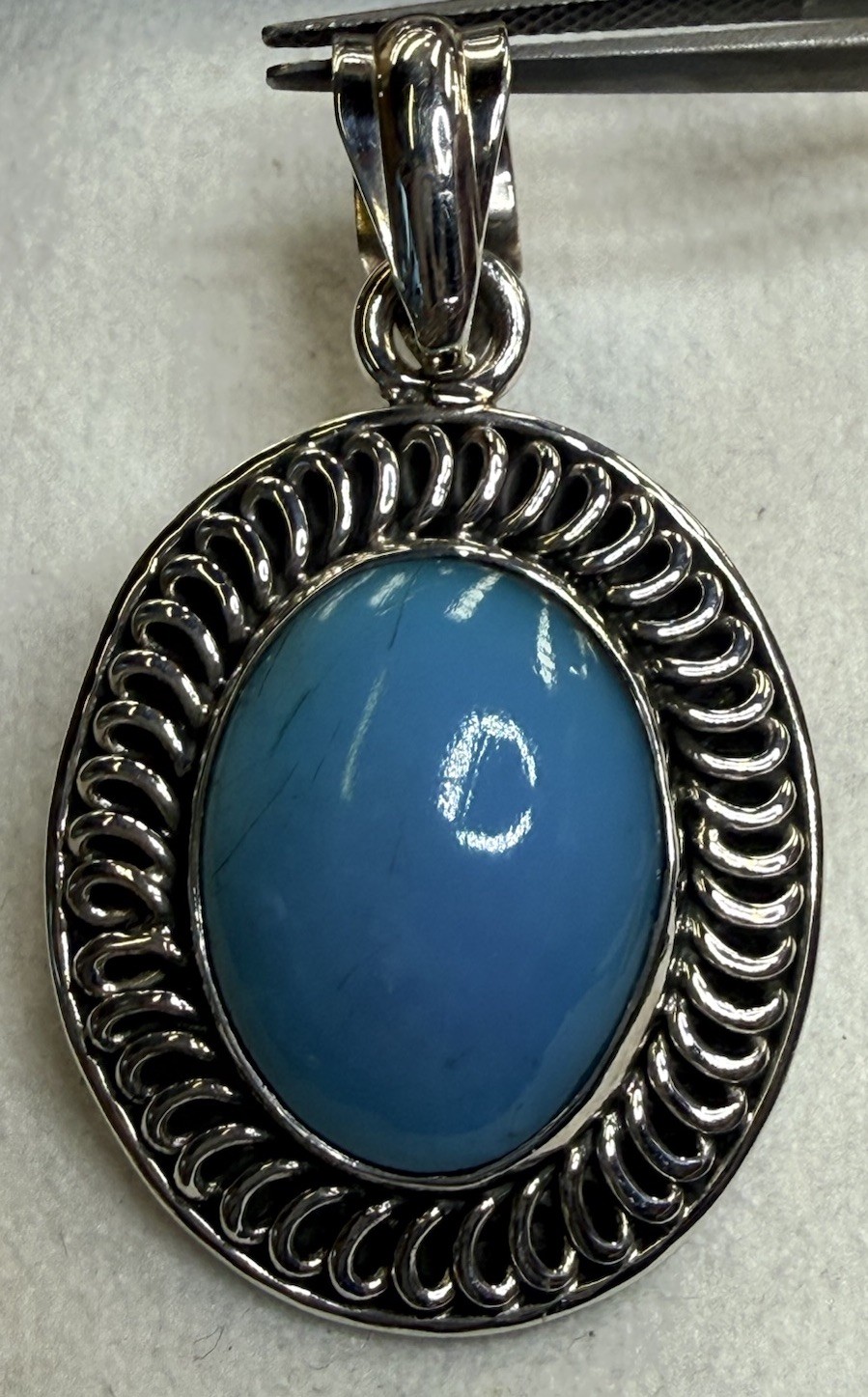 Beautiful Irani Natural Turquoise Pendant Handmade In 925 Sterling Silver | 10 G