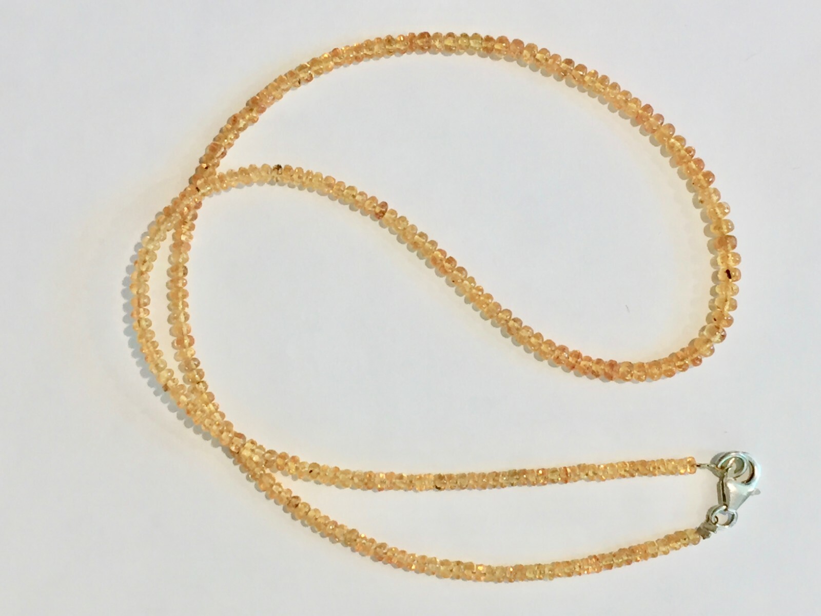 Spessartite Garnet Silver Necklace 16.5″ Rondelle 2.5-3.5mm beads Spessartine