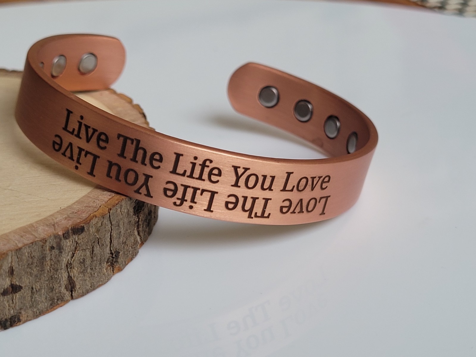 Pure Solid Copper Magnetic Bracelet Arthritis Therapy Cuff Love Life You Live