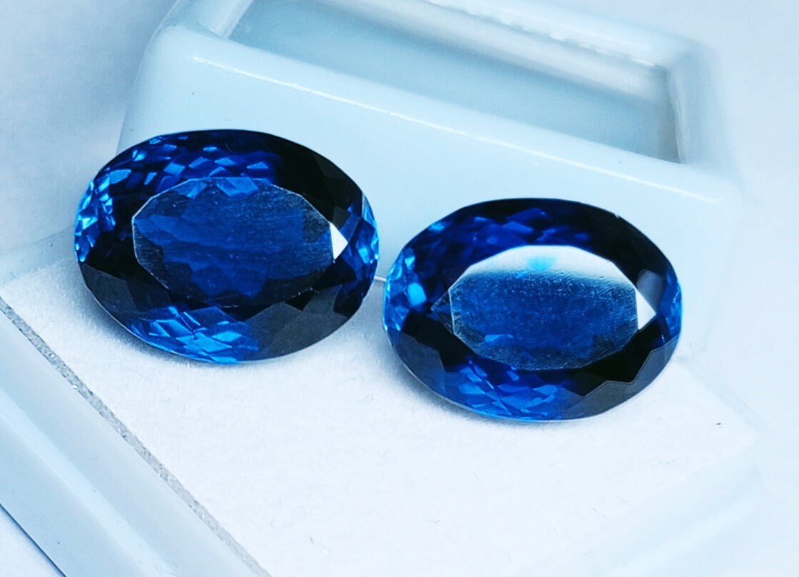 Blue Sapphire Pair Oval Cut Natural Certified 15+ Ct Loose Gemstone