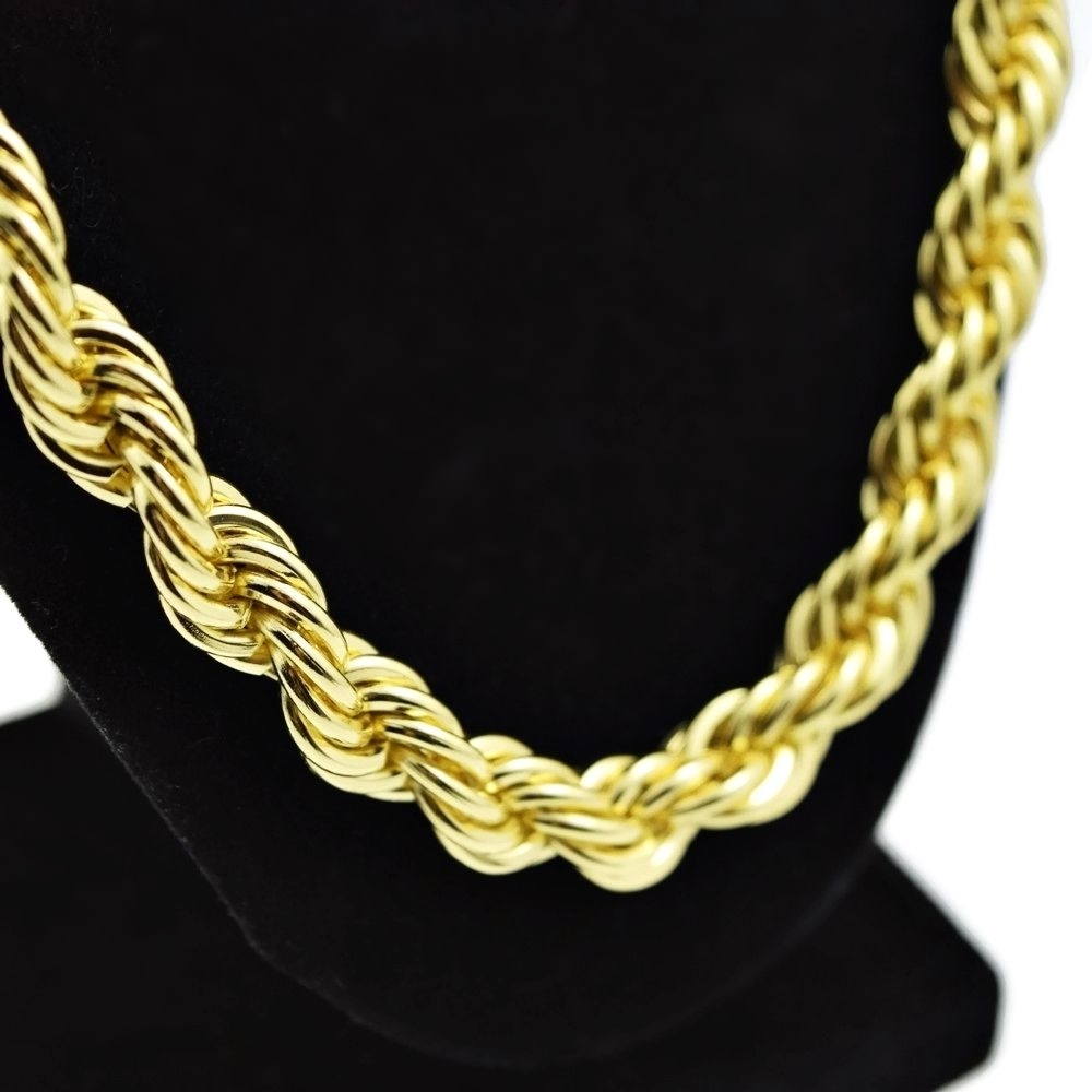 14K Gold Plated Rope Chain 30″ Inch 10 mm Twisted Heavy Dookie Hip Hop Necklace
