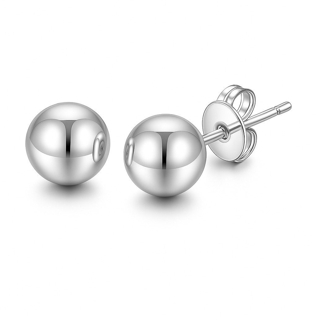 925 Sterling Silver Ball Stud Earrings Pair 3mm 4mm 5mm 6mm 7mm 8mm