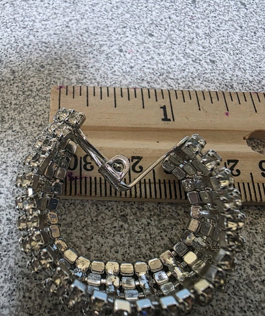 Shiny And Bright Crystal Bracelet With Matching Clip Hoops. #843