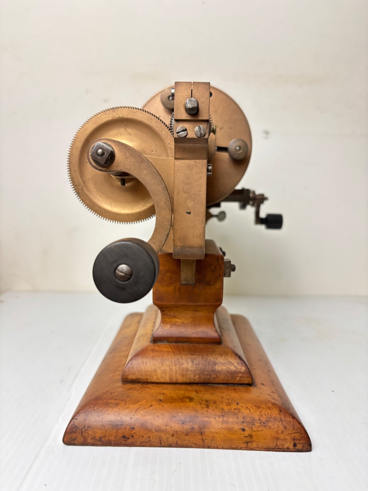 ANTIQUE BRASS AND STEEL WATCHMAKER HOROLOGY CLOCK MANDREL LATHE