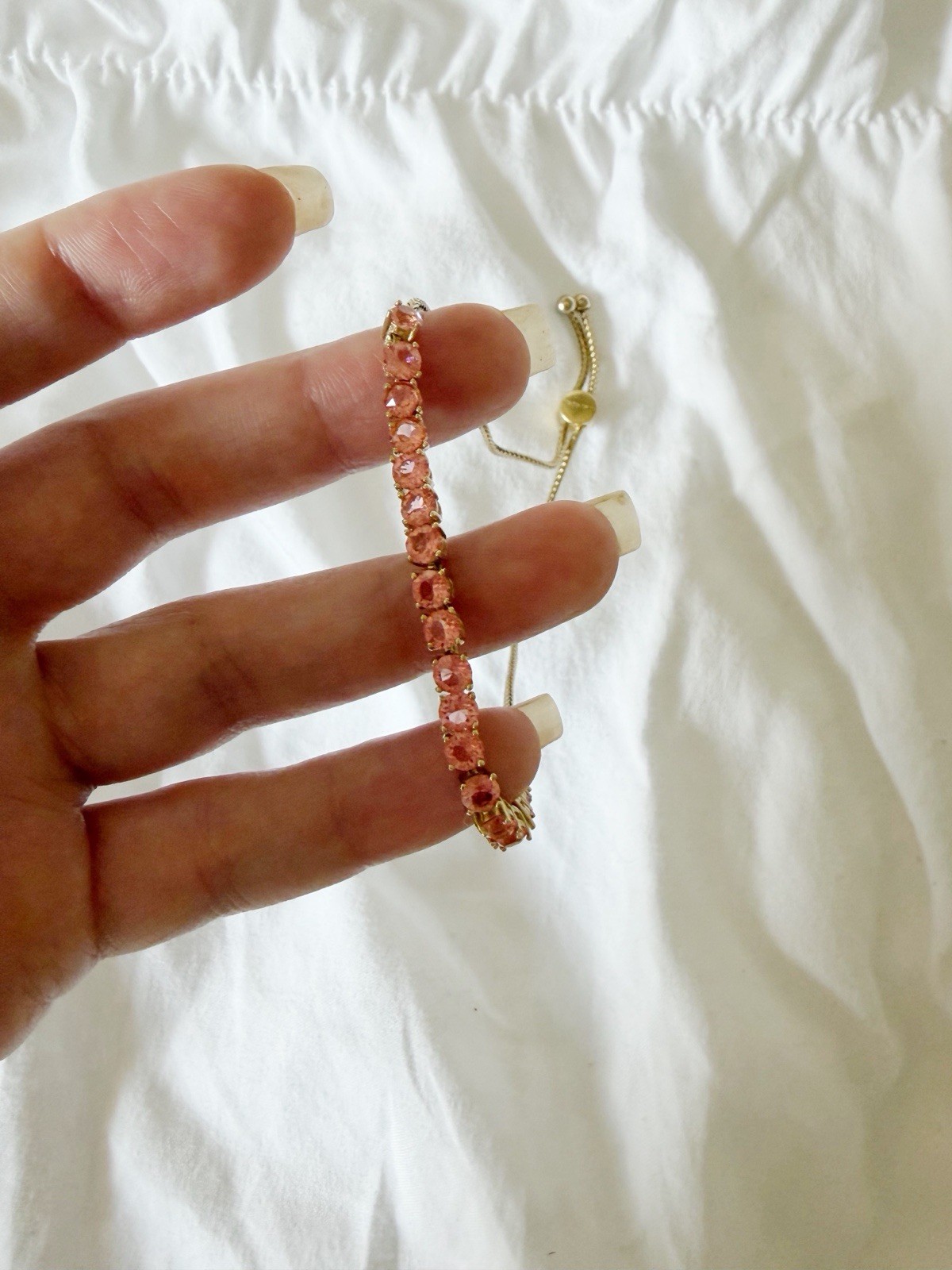 GIVENCHY Gold-Tone Pink Crystal Adjustable Slider Bracelet