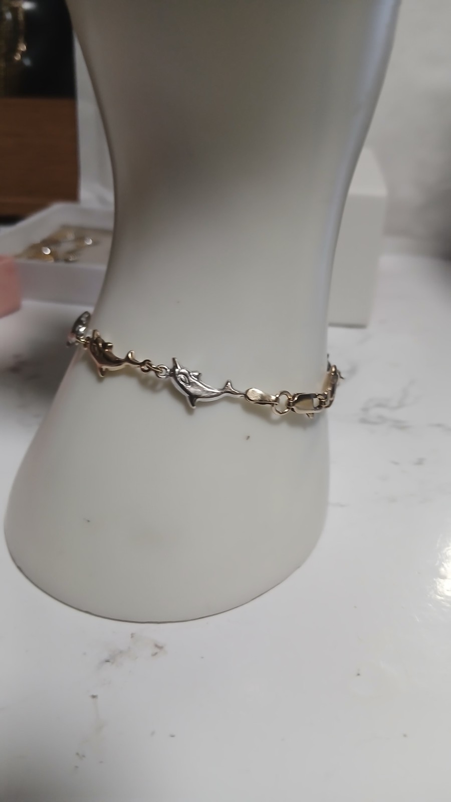9ct Yellow and white Gold dolphins Bracelet.