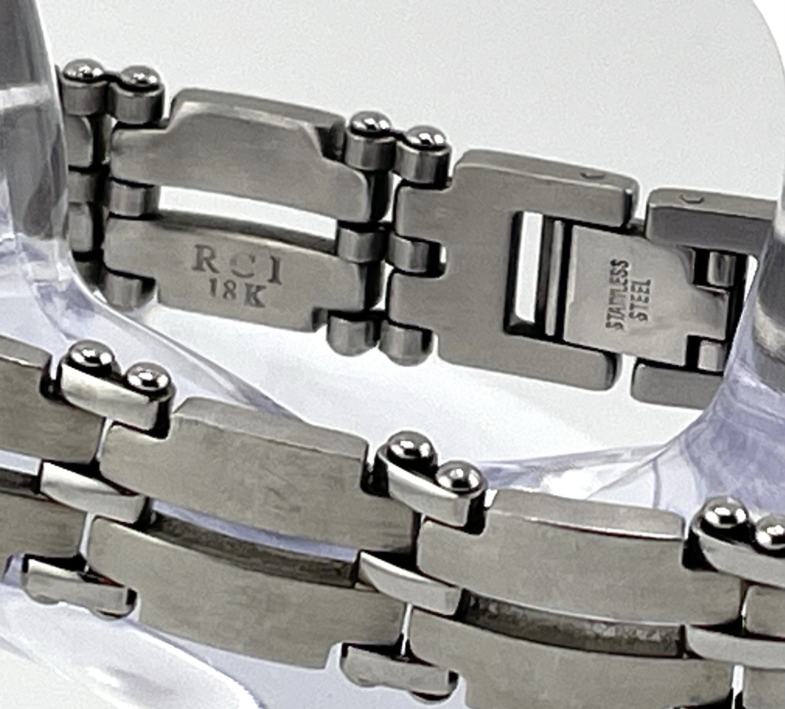 RCI Bracelet 18KT Stamped Gold Stainless Steel Mens Unisex Box Link 8.5 in