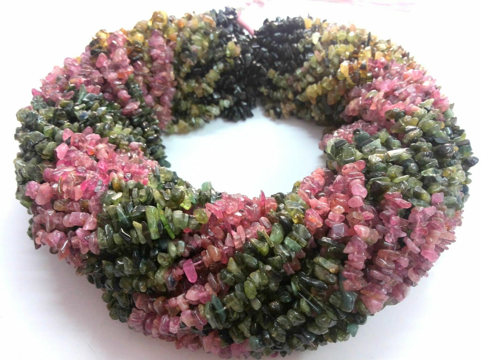 1-5 Strand Natural Multi Tourmaline Chips Nuggets Smooth 4-6mm Beads 34″inch