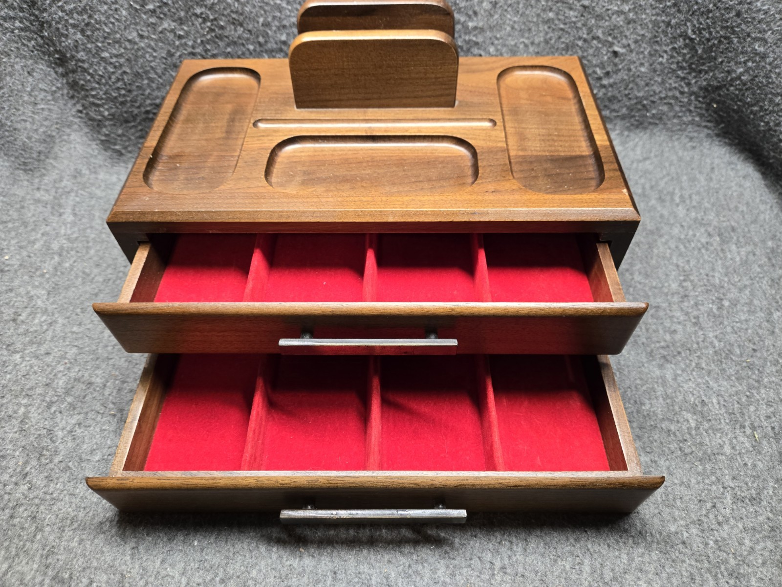 MCM Solid American Walnut Men’s Dresser Valet Jewelry Coin Storage Chest