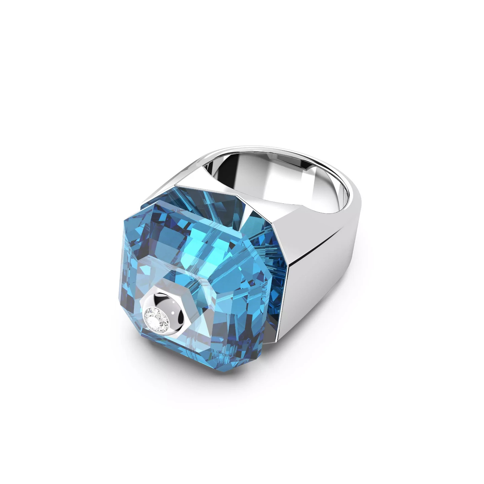 BNIB SWAROVSKI Numina Cocktail Ring Aqua /RHS Size 50 & Bag £195.00