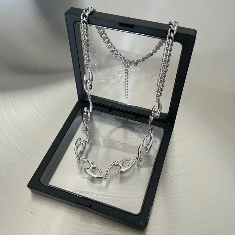 New Punk Irregular Titanium Steel Necklace for Man Hip Hop Necklace Collar Chai