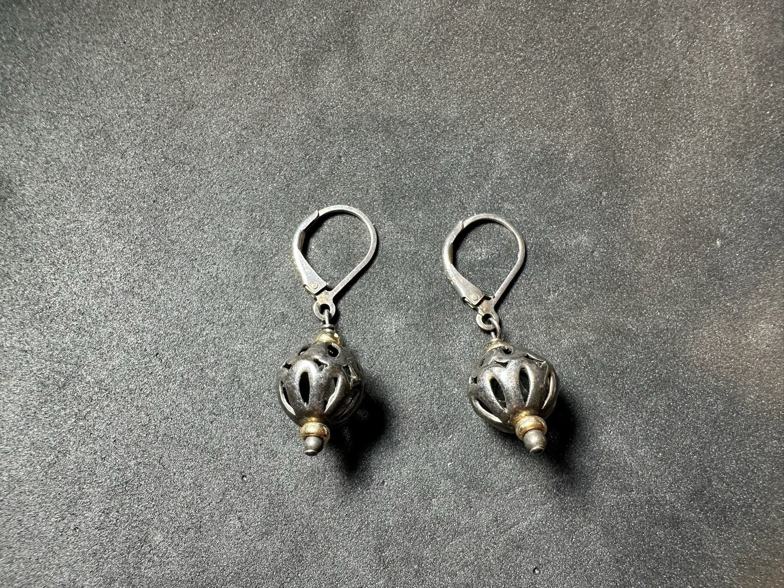 3.17g Sterling Silver Vintage 925 Filigree Perfume Bottle Dangle Drop Earrings