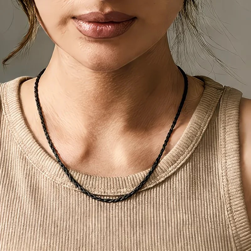 2mm Rope Chain Necklaces for Men Women Black Twisted Sigapore Links Choker Basic