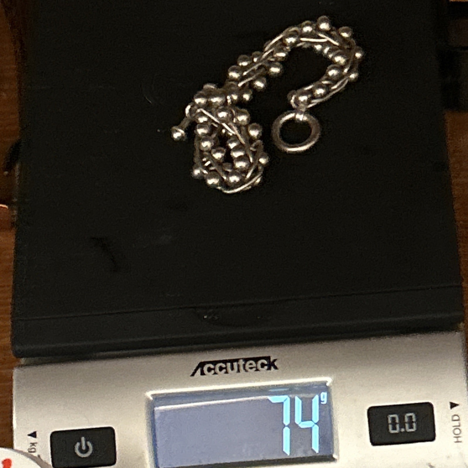 Sterling Silver Bracelet 925 Heavy DNA Bead Ball Chain Link Modernist 74g /8in
