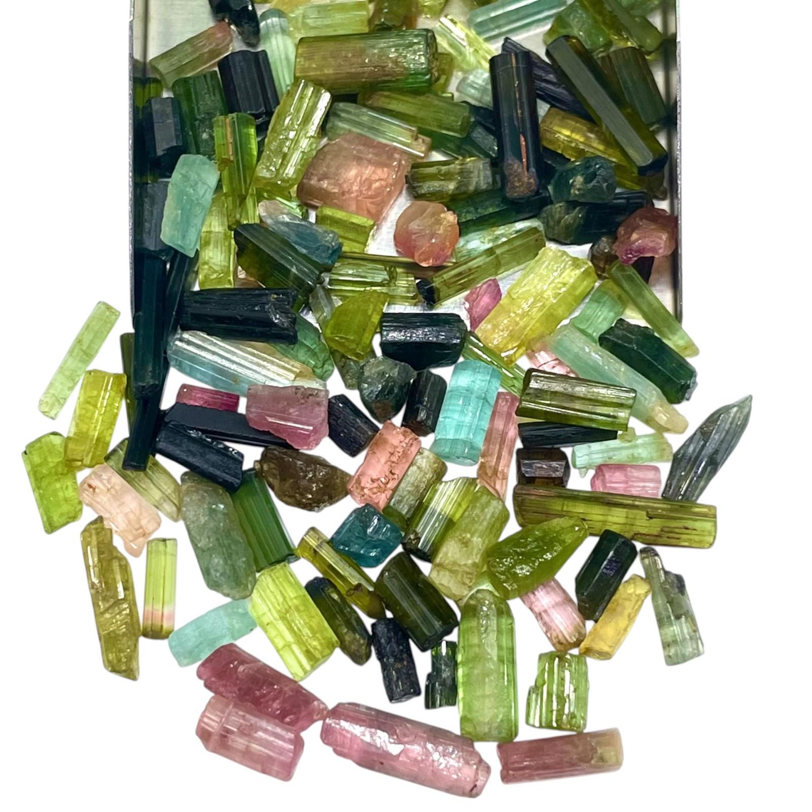 127 Pcs Natural Tourmaline 4-16mm Multi Color Rough Stick Loose Gemstones Lot