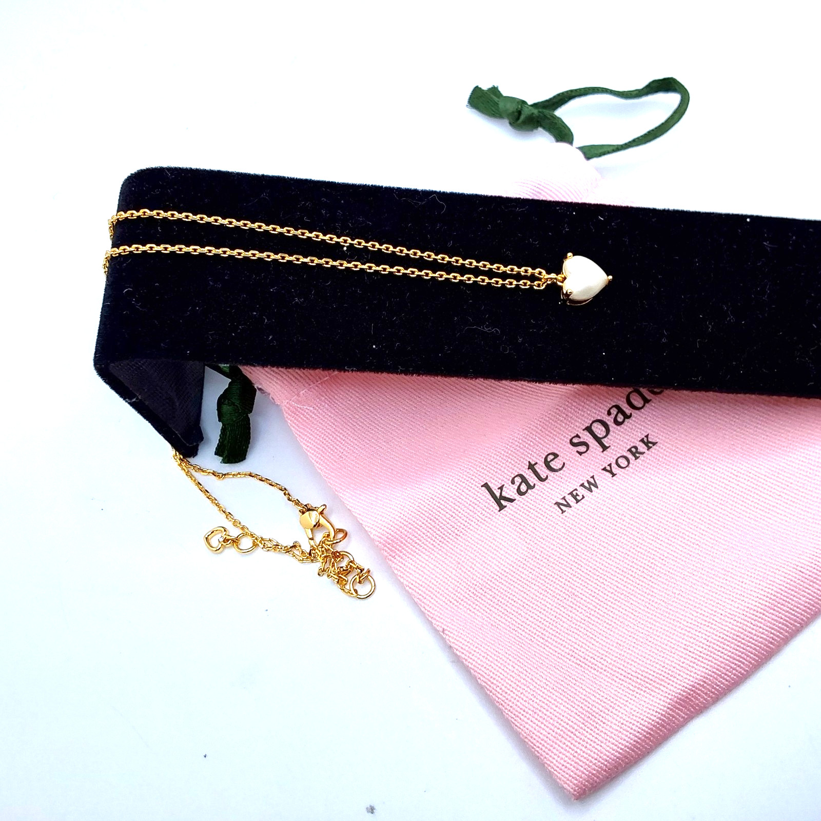 Kate Spade New York Elegant Gold Tone Pearl Heart Pendant Necklace