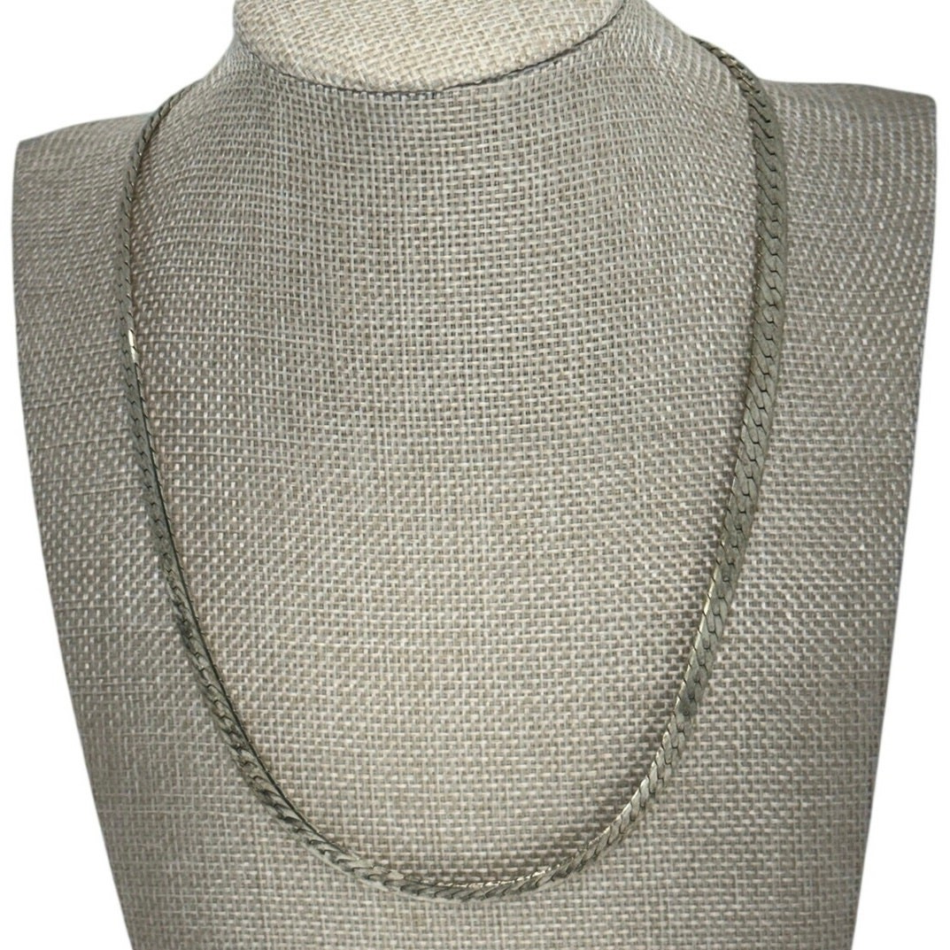 Vintage 925 Italy Sterling Silver Herringbone Chain Necklace 18″ 28g 5mm