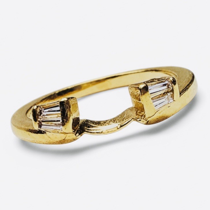 14K Gold Diamond Baguette Enhancer Size 5.5 Ring 2.6 Grams