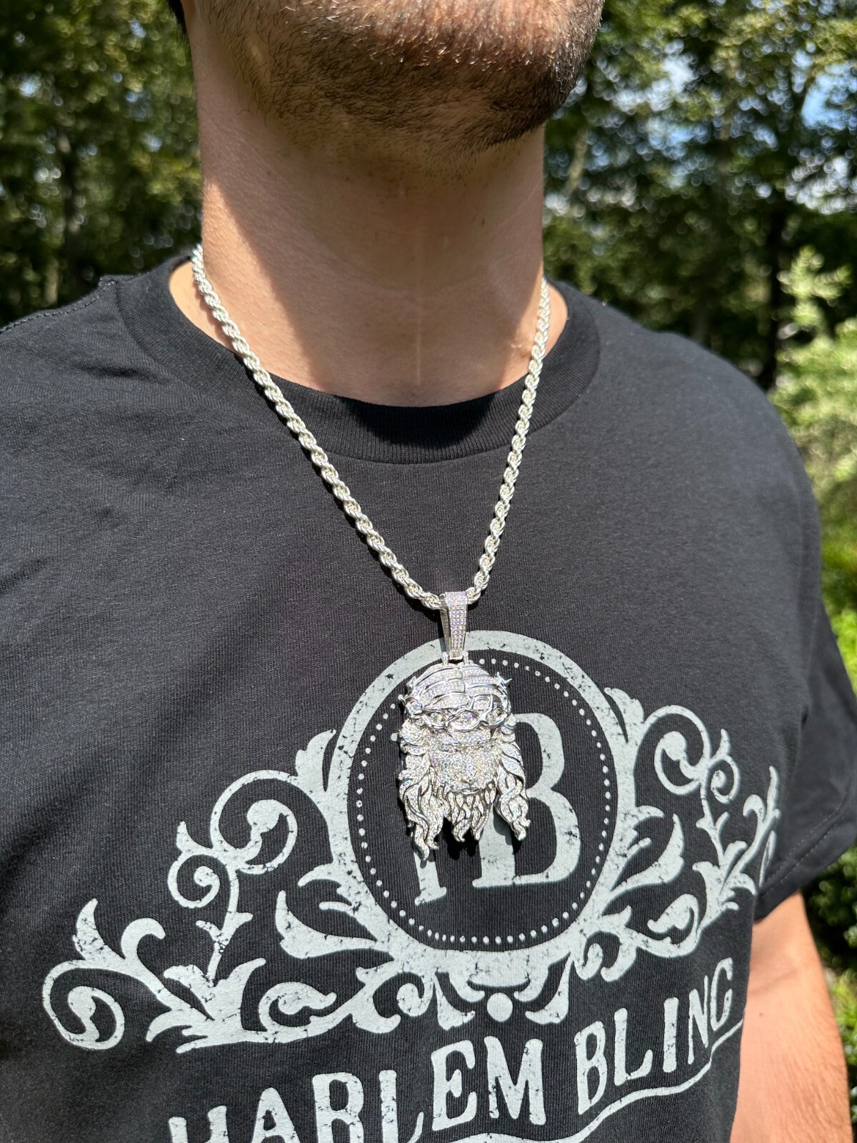 MOISSANITE Real 925 Sterling Silver Iced Hip Hop Jesus Piece Pendant Necklace