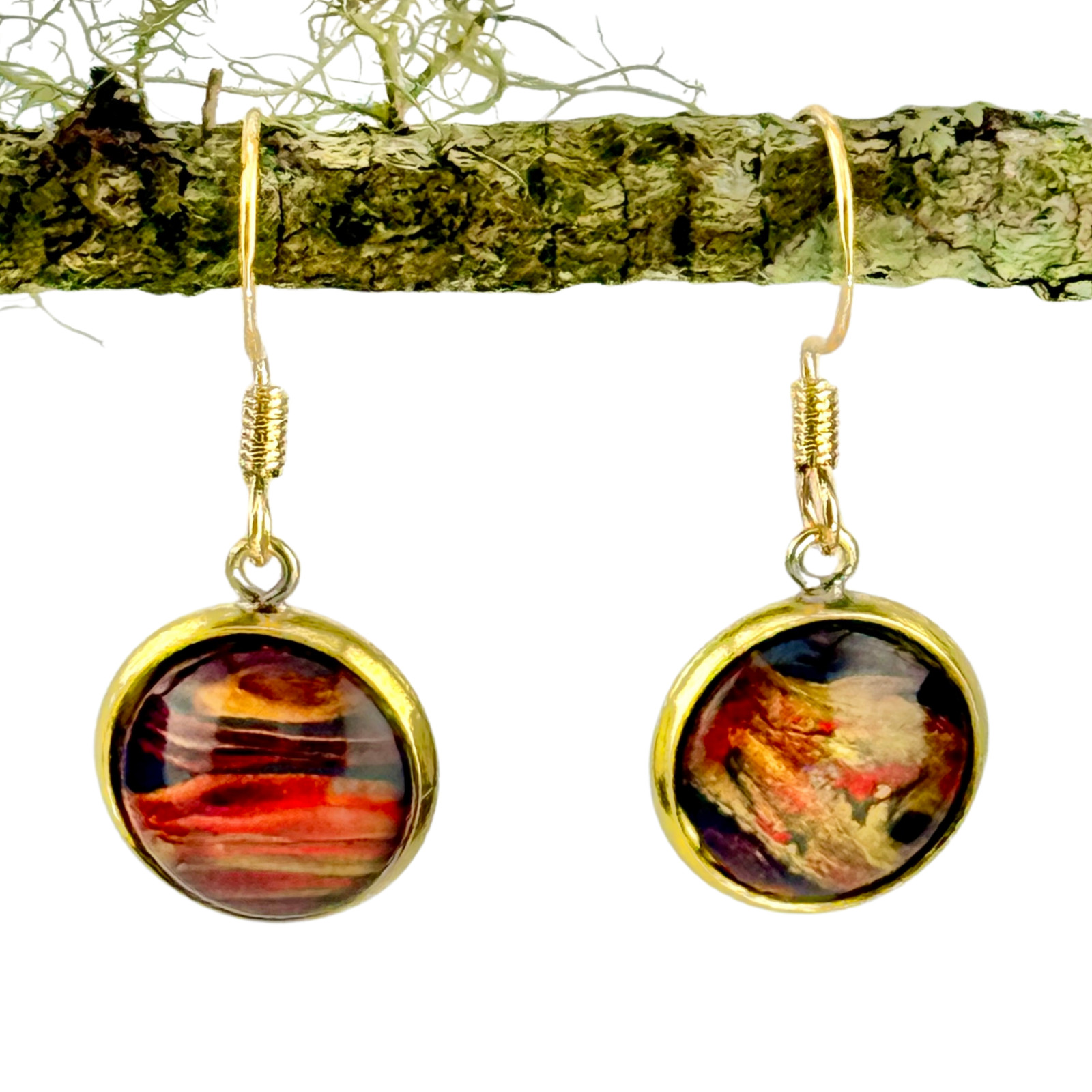Dangle Earrings Handmade “Fall Colors” Electroplated Sterling Silver Earwires