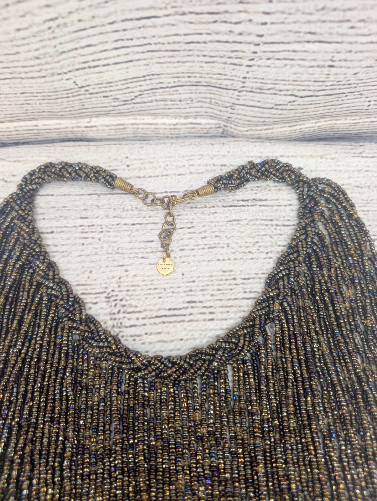 Kendi Armani Africa Beaded Necklace Deep Earth Tone Rare Vintage